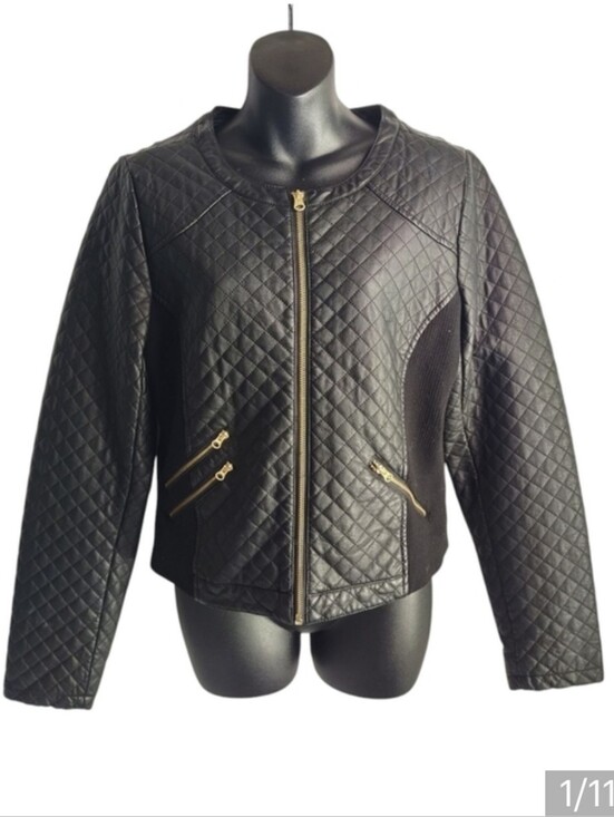 Maurices Jackets & Blazers - Maurices Women's Black Faux Leather Quilted ZIP Up Pockets Jacket Size Large